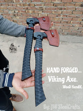 Load image into Gallery viewer, Hand forged and custom made Viking Bearded Axe / Skeggøx By JW Steel Crafts.