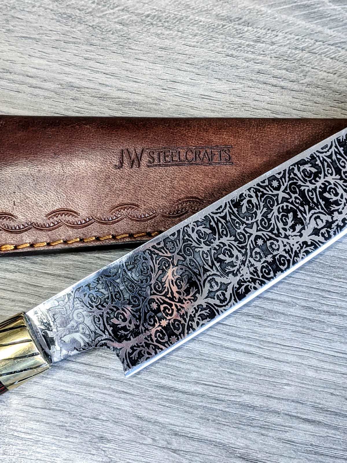 Customizable Handmade Stainless Steel Chef knife with etching on blade