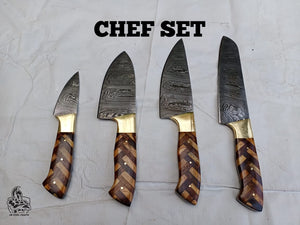 Custom made Chef Knives Set with Wood handle