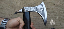 Load image into Gallery viewer, Custom Made Hand Forged Axe With Skull Design.