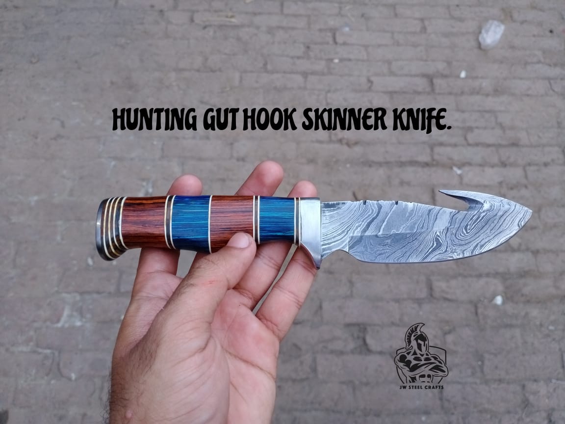 Custom Handmade Hunting Gut Hook Skinner Knife.