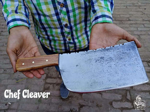 Custom Made Chef Cleaver with Wood handle