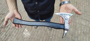 Custom Made Hand Forged Axe With Skull Design.