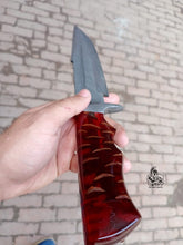 Load image into Gallery viewer, Custom made Damascus Bowie Knife with Pine Cone handle.