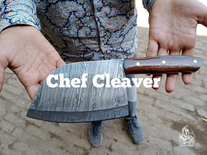 Custom made Chef Cleaver with Ebony Wood Handle.