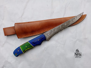 FILLET KNIFE WITH COLOUR WOOD HANDLE