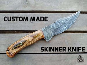 Custom made skinner knife with wood handle