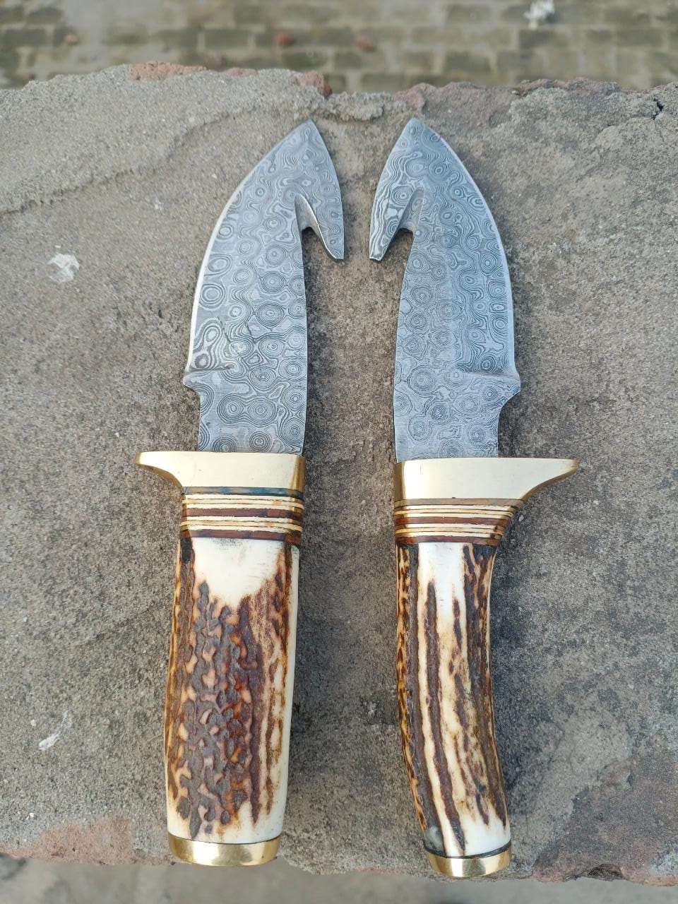 Customized Handmade Gut Hook Skinner knives Pair By JW SteelCrafts