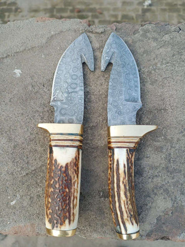 Customized Handmade Gut Hook Skinner knives Pair By JW SteelCrafts