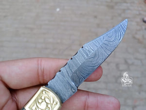 Folding Pocket Knife with bone and brass Handle.