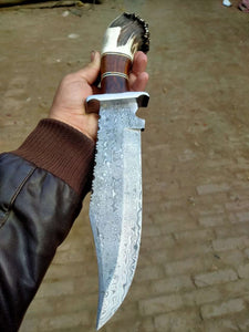 Customized Handmade Damascus Steel Rambo Bowie knife