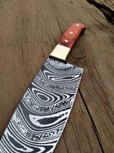 Load image into Gallery viewer, Chef knife Handmade Stainless steel blade with Damascus steel pattern design on the blade !!