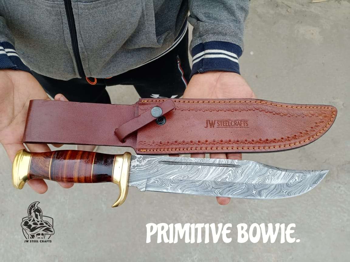 Custom Made Hand Forged Primitive Bowie Hunting Knife.