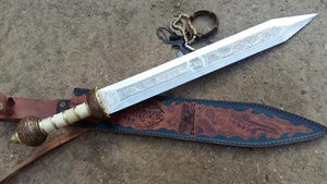Remarkable Hand forged Sword,Long sword,Handmade Chisel Engraved, Hand Engraved Roman Gladius ,Viking Sword, gift for men, Valentine gift