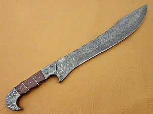 Custom Handmade Damascus Steel Hunting Sword With Rose wood