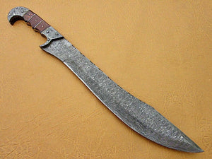 Custom Handmade Damascus Steel Hunting Sword With Rose wood