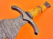 Load image into Gallery viewer, Custom Handmade Damascus Steel Sword  With Apricots Wood Handle With Leather Sheaths