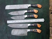 Load image into Gallery viewer, Custom Handmade - Beautiful  Damascus  steel chef knives set MB0-0082