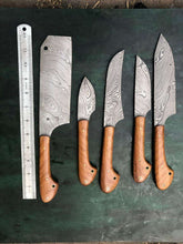 Load image into Gallery viewer, Custom Handmade Damascus steel chef knives set