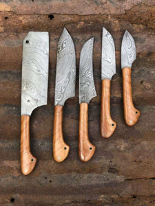 Custom Handmade Damascus steel chef knives set