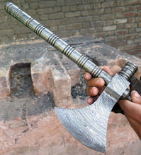 Load image into Gallery viewer, Custom hand made full Damascus tomahawk axe  MB=0021