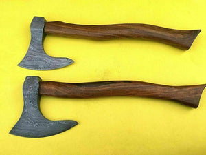 Custom hand made Damascus steel hunting Axe LOT OF 2 MB-0077