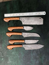 Load image into Gallery viewer, Custom Handmade Damascus steel chef knives set
