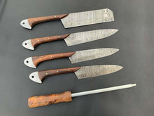 Load image into Gallery viewer, A Beautiful Newly Design Custom Made Damascus Steel Chef Knives Set