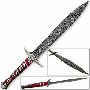 Damascus Steel Fantasy Ring Lord Elvish Sword Movie Dagger Forged
