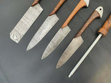 Load image into Gallery viewer, A Beautiful Newly Design Custom Made Damascus Steel Chef Knives Set