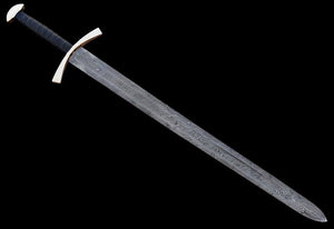 Custom Handmade Damascus steel Vikings sword model quality premium Cow hide
