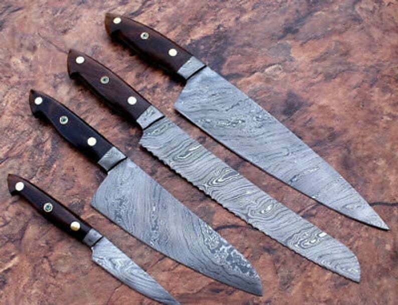Custom Handmade Damascus steel Chef Knives Set/Perfect Gift