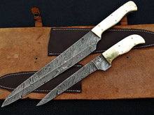 Load image into Gallery viewer, Handmade Chef Knife Damascus Steel blades with Camel bone handle