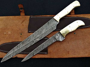 Handmade Chef Knife Damascus Steel blades with Camel bone handle