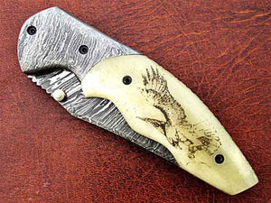 Handmade Folding Knife Damascus Steel