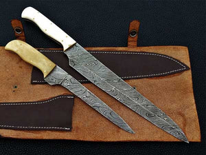 Handmade Chef Knife Damascus Steel blades with Camel bone handle