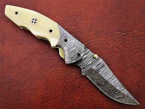 Handmade Folding Knife Damascus Steel
