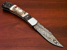Load image into Gallery viewer, folding knife Custom Handmade Damascus Steel folding knife  Christmas gift