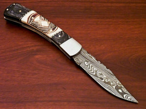 folding knife Custom Handmade Damascus Steel folding knife  Christmas gift