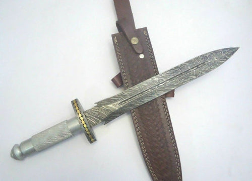Hunting knife Custom Handmade Outstanding Damascus Steel Silver Dagger
