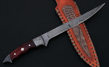 Load image into Gallery viewer, Custom Made Damascus Steel Fillet Fishing Knife