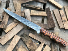 Load image into Gallery viewer, Custom Handmade Damascus Steel Fillet Knife Twist Pattern Handle Hard Wood