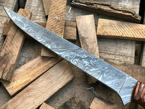 Custom Handmade Damascus Steel Fillet Knife Twist Pattern Handle Hard Wood