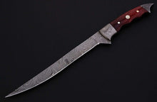 Load image into Gallery viewer, Custom Made Damascus Steel Fillet Fishing Knife