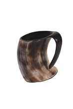 Load image into Gallery viewer, Viking Medieval Inspired Natural Horn Mug Handmade Drinking Mug 20 Oz (Wolf)