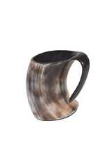 Load image into Gallery viewer, Viking Medieval Inspired Natural Horn Mug Handmade Drinking Mug 20 Oz (Wolf)