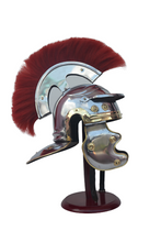 Load image into Gallery viewer, Halloween Medieval Greek Roman Empire Centurion Armor Helmet With Red Plum