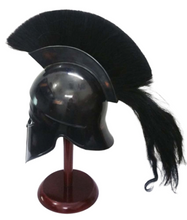 Load image into Gallery viewer, Greek Corinthian Medieval Armor Knight Spartan Replica Helmet with Black Plume