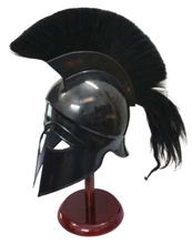 Load image into Gallery viewer, Greek Corinthian Medieval Armor Knight Spartan Replica Helmet with Black Plume