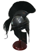 Load image into Gallery viewer, Greek Corinthian Medieval Armor Knight Spartan Replica Helmet with Black Plume